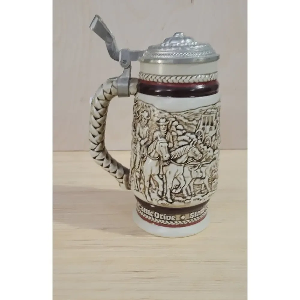Avon Western Round-Up Ceramic Stein with Wild Country Cologne 1980 Vintage Beer